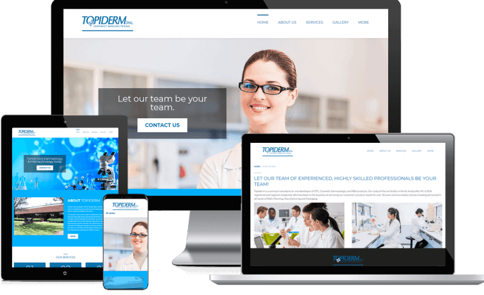 Custom website design for a skincare manufacturing company