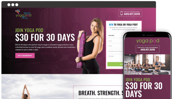 Yoga Pod Web Design Landing Page