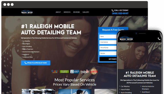 Wash N Werk Web Design Landing Page