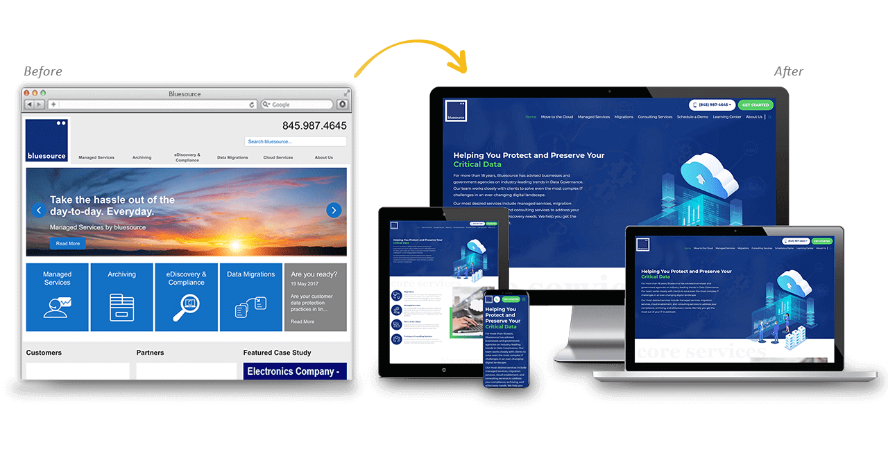 BlueSource Website Redesign Before After