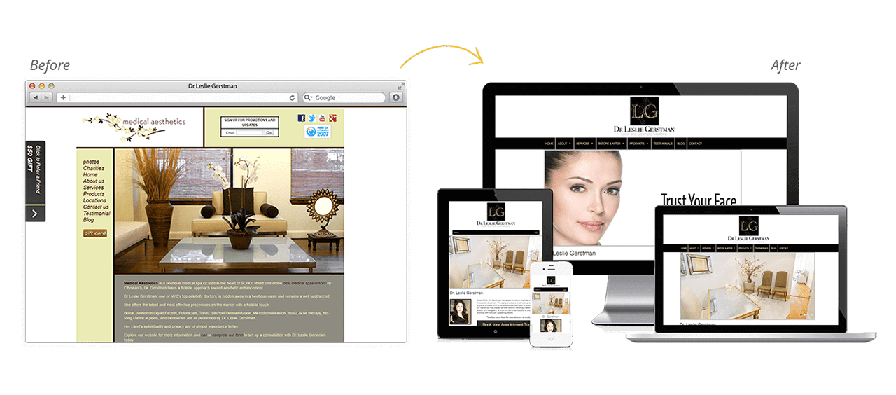 Dr. Gerstman Website Redesign Before After
