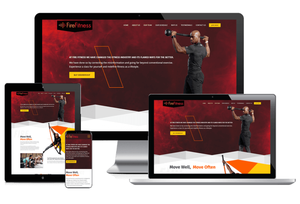 Custom website design for a fitness center
