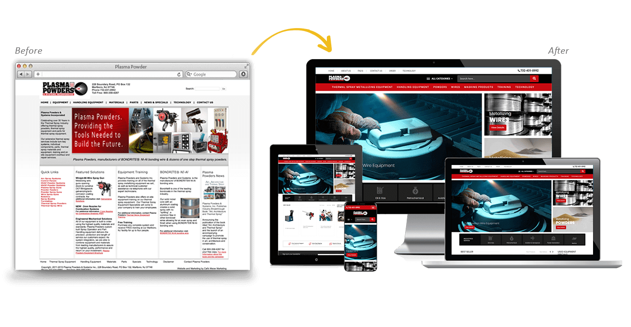 Plasma Powders Website Redesign Before After