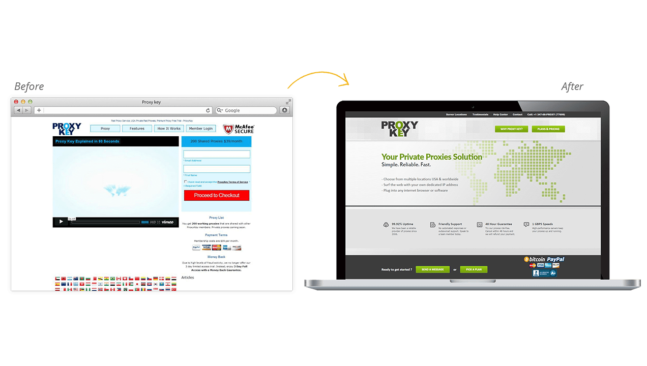 Proxy Key Website Redesign Before After