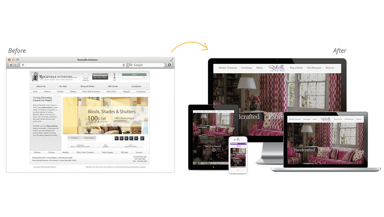 Rockville Interiors Website Redesign Before After