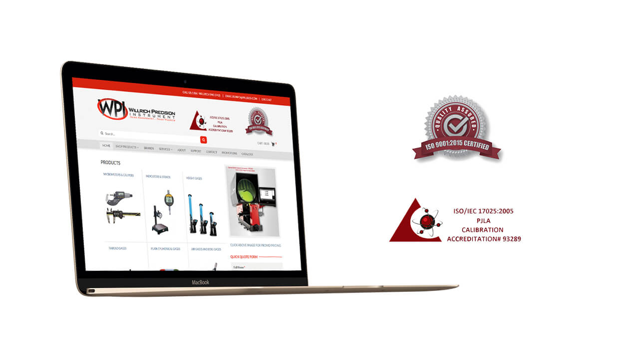 Willrich Precision Instruments website on a laptop