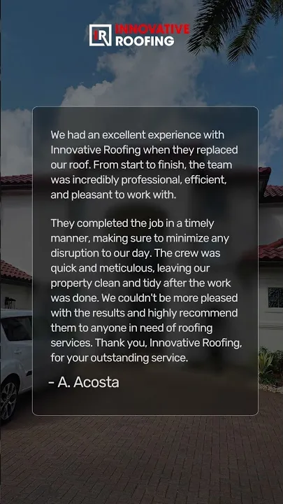 Innovative Roofing video ad featuring a five-star customer review