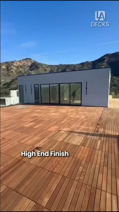 LA Decks video ad: premium deck tiles installed on a rooftop deck